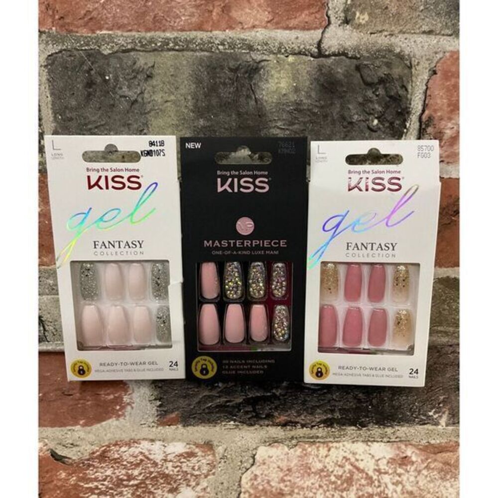 Kiss Gel Glam Fantasy‎ Press On Nails Set Of 3